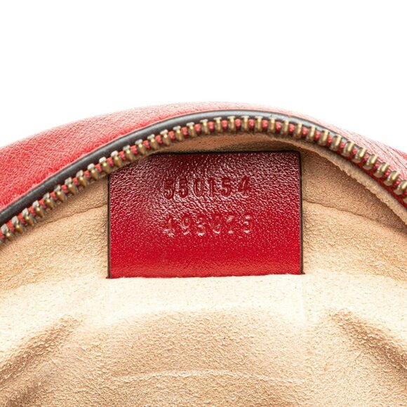 GUCCI Red Leather GG Marmont Shoulder Bag - Picture 9 of 10